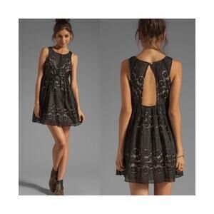 FREE PEOPLE Rocco Sleeveless Lace Overlay Dress Black Size 2